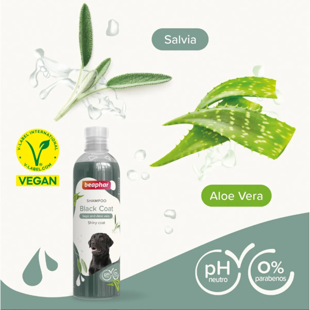 Shampoo Beaphar Para Perros De Pelo Negro 250ml Con Aloevera Aloe Vera