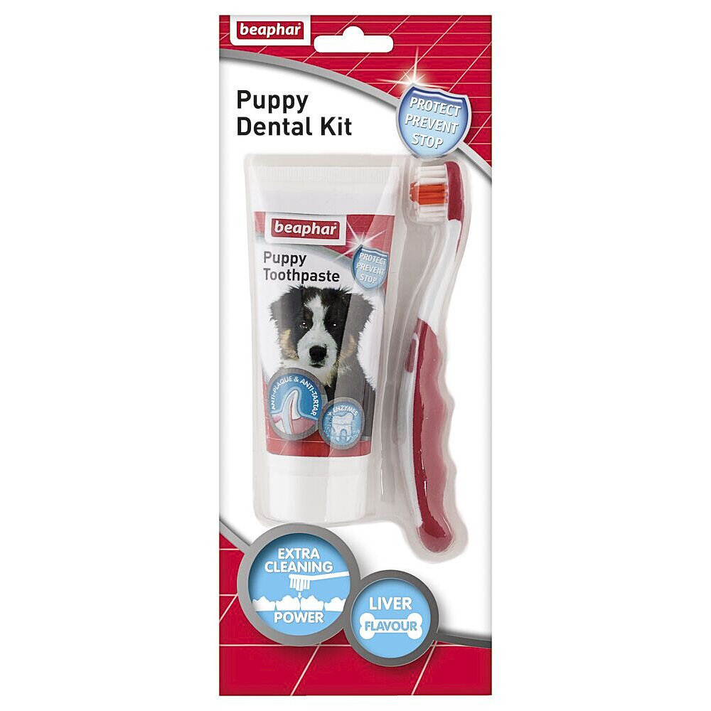 Pasta Dental Y Cepillo Perro Cachorro Beaphar Sabor Carne