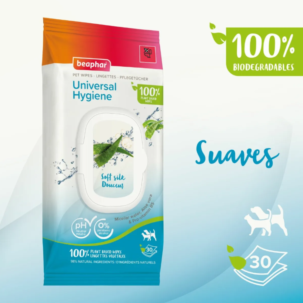 Beaphar Toallitas Húmedas Universales Para Perros Gatos 30u