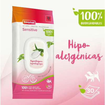 Beaphar Toallitas Húmedas Para Perros Gatos Piel Sensible30u