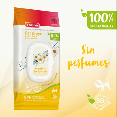 Beaphar Toallitas Húmedas Para Perros Gatos Ojos Y Oídos 30u
