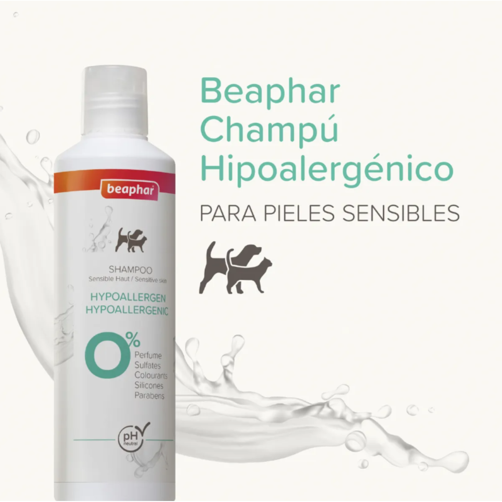 Shampoo Sensitive Skin 250ml Beaphar Hipoallergenico Sin Fragancia